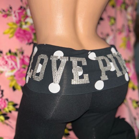 PINK Victoria's Secret Pants - Victoria Secret PINK yoga rhinestone vintage crop pants OG Y2K retro polka dot